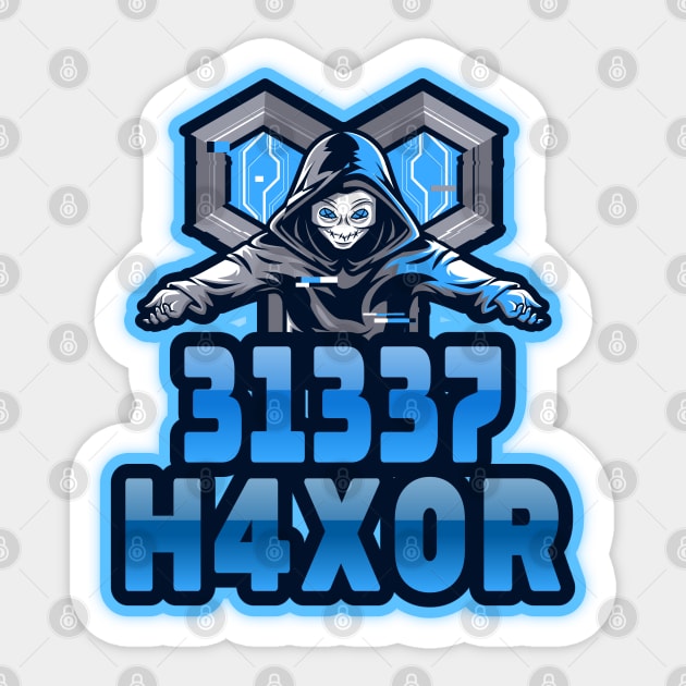 Cyber security - 31337 H4X0R Blue Sticker by Cyber Club Tees